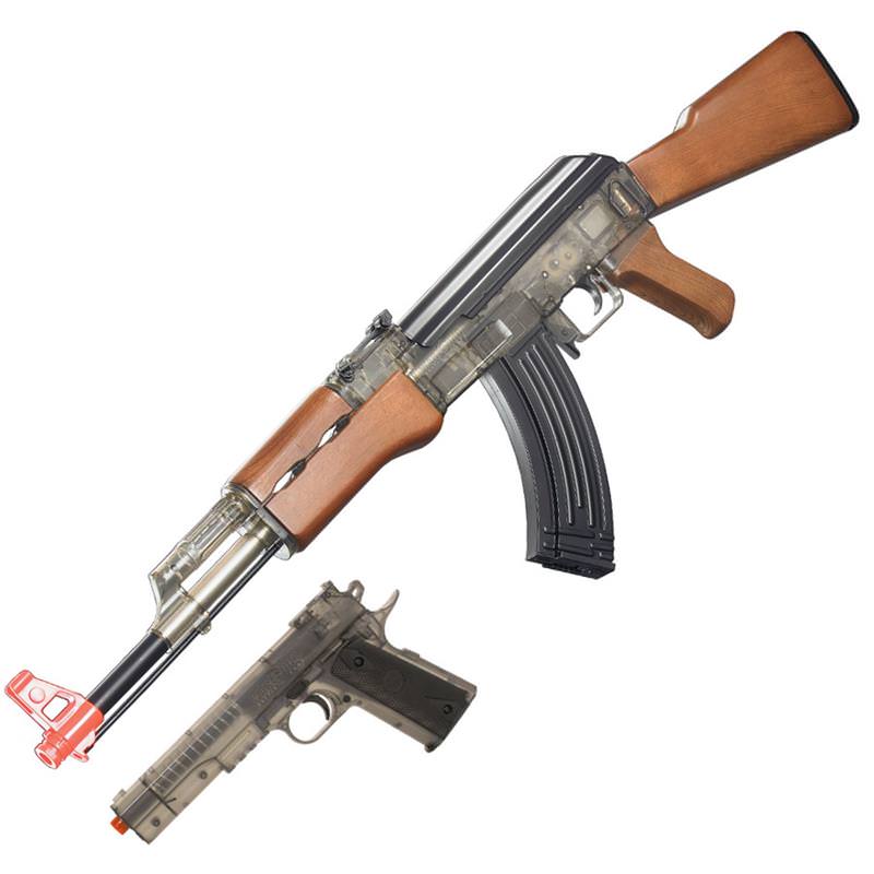 AK47 Rifle & 1911-A1 Pistol Combo Players Kit Spring 6mm Airsoft Two Tone