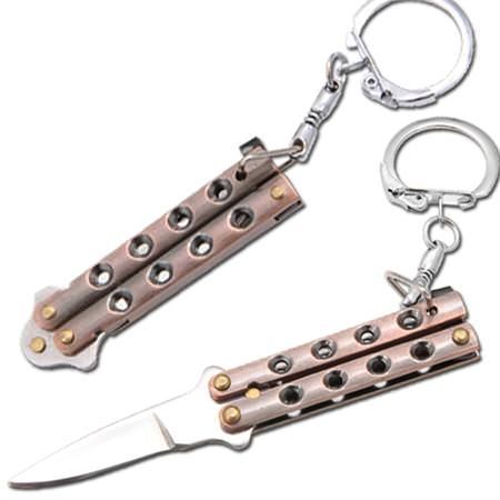 Quicky Butterfly Keychain Knife Brushed Copper
