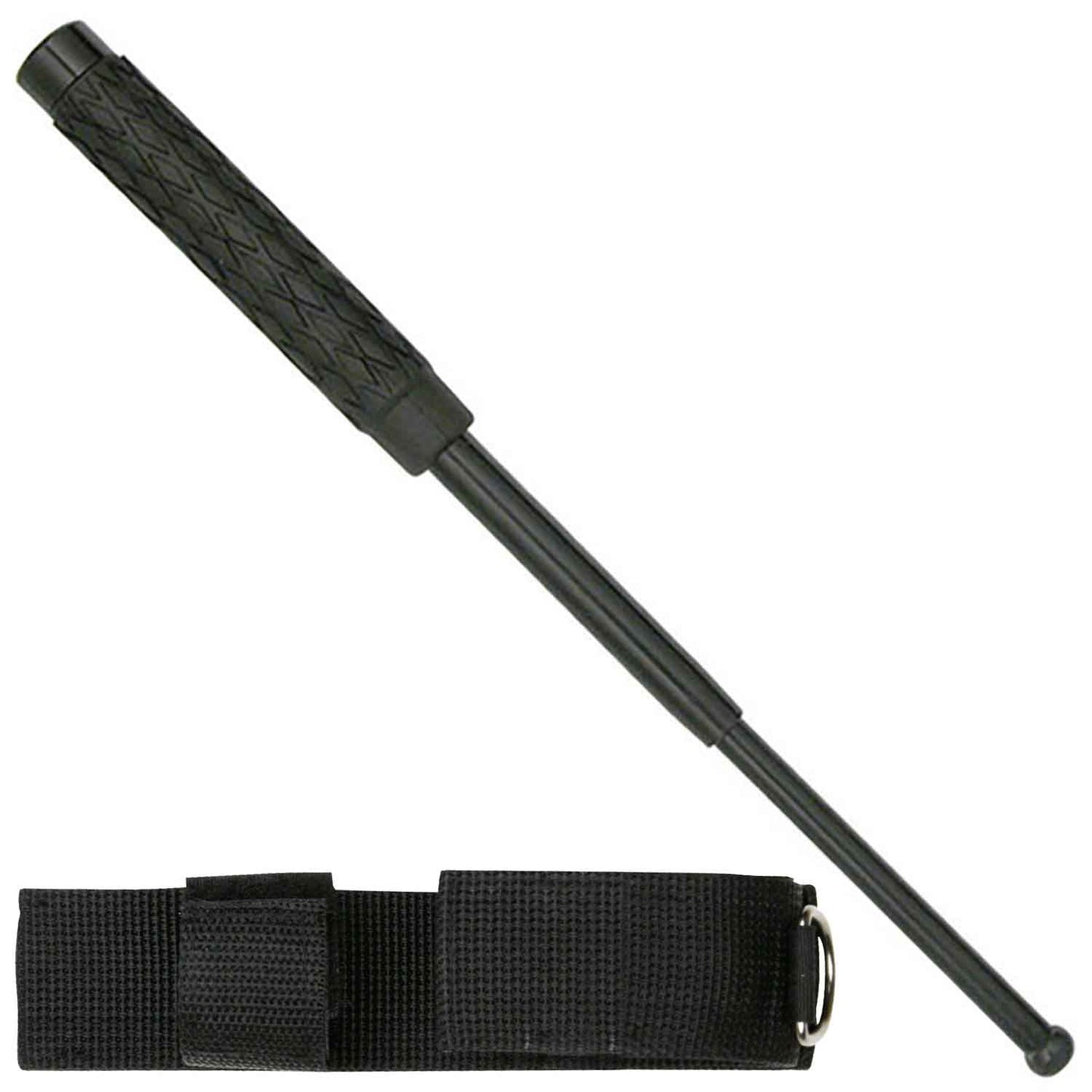 16 Inch Police Baton Telescoping With Pouch Rubber Grip