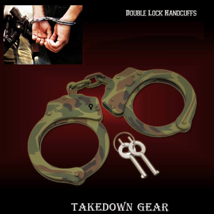 Double Lock Stainless Steel Handcuffs - Camo