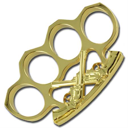Wild West Gun Slinger Knuckle Buckle Gold
