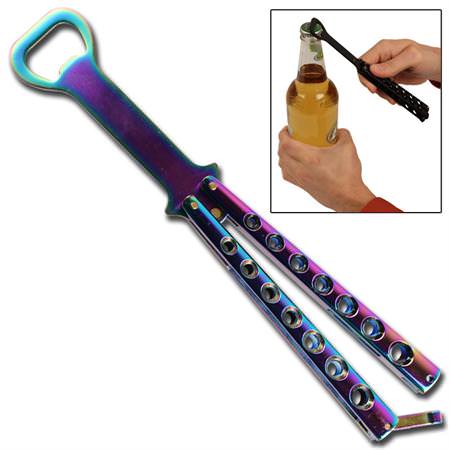 The Bartender Bottle Opener Butterfly Practice Knife - Titanium