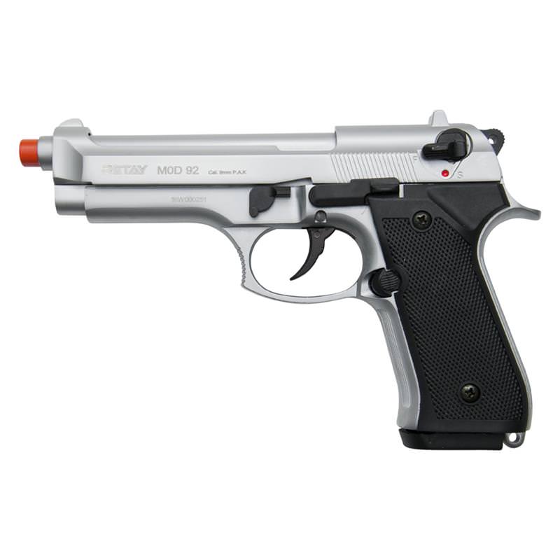 Retay 9MM MOD 92 Front Firing Blank Gun Nickel Finish