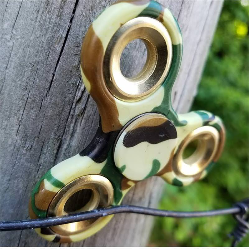 Hand Finger Spinner Green Camo Stress Relief Tri Fidget High Speed