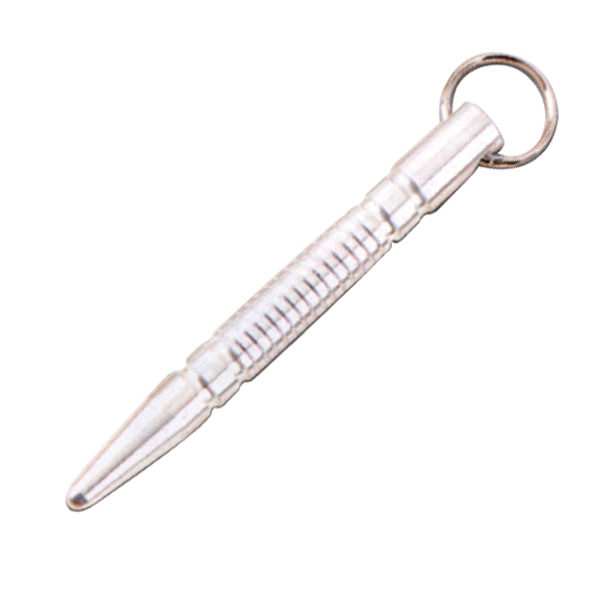 Pointed Tip Kubotan Keychain with Silver Finish