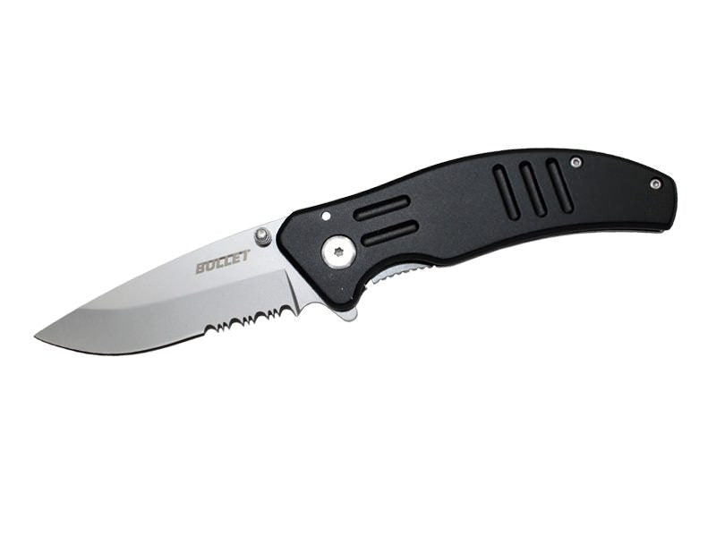 BULLET Spring Assisted Opening Knife Black Handle