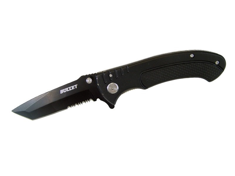BULLET Tanto Blade Spring Assisted Opening Knife Black Handle