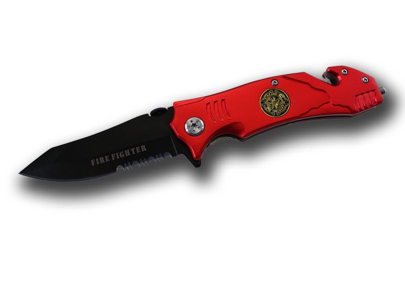 Fire Fighter 4.5 Inch Tactical Rescue Knife - Half Serrated Blade