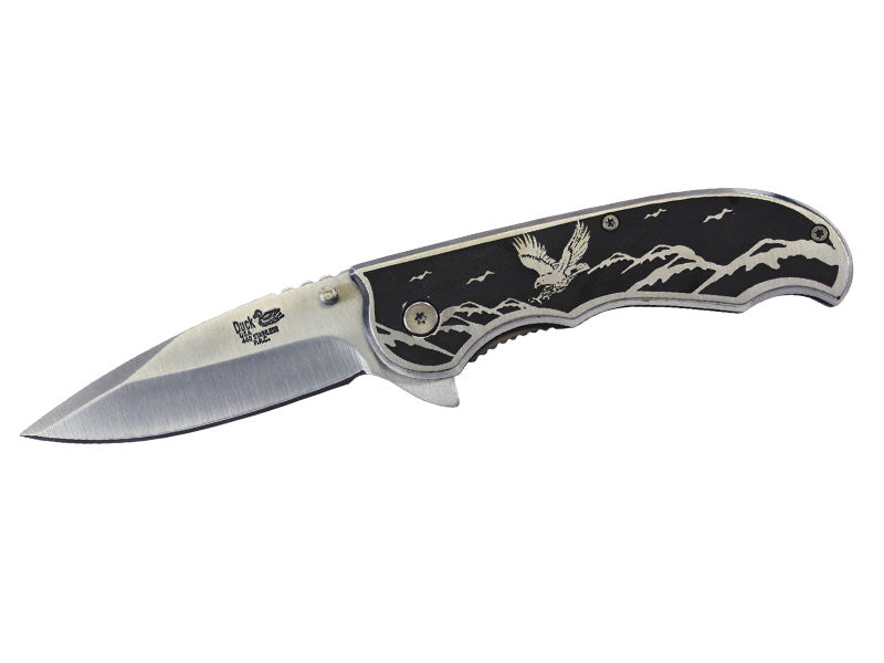 Eagle Design Printed Metal Handle Assisted Open Knife