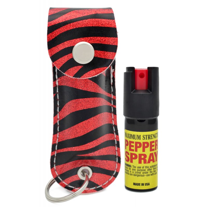 Snake Skin Pattern Personal Defense Pepper Spray OC-18 1/2 oz - Red Zebra