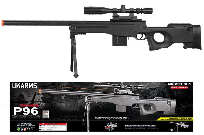 P96 Airsoft Tactical MK96 Sniper Rifle - Bipod, Scope, and Laser