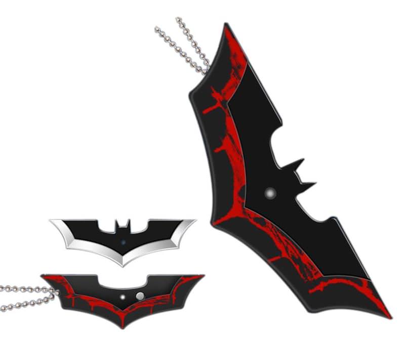 Black Bat Throwing Star Neck Knife with Magnetic Sheath