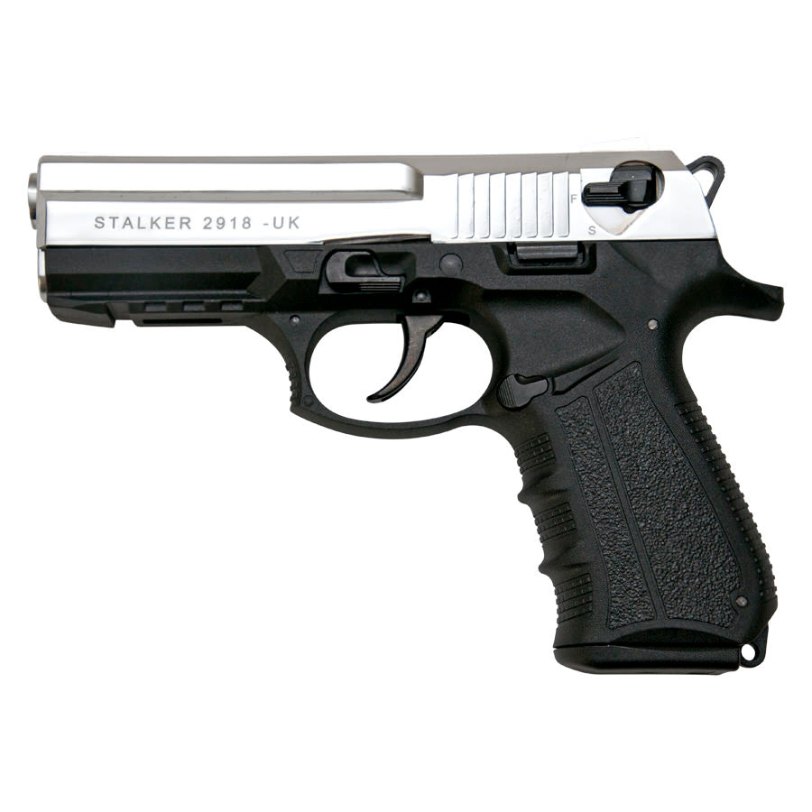 Stalker 2918 Chrome Finish - 9mm Blank Firing Replica Zoraki Gun
