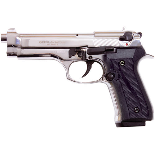 Jackal Full Automatic Front Fire Blank Flare Gun Nickel Finish