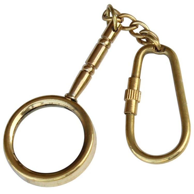 Brass Magnifying Glass KeyChain Gift Key Ring