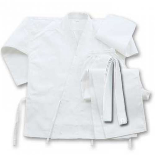 8 oz Cotton Karate Student Uniform White With Belt Size 0