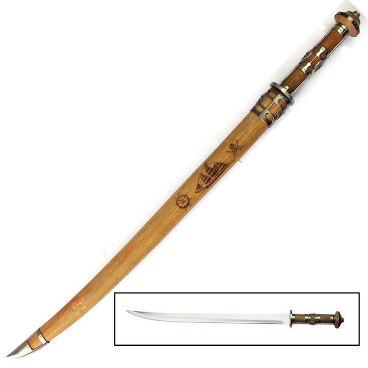 High Seas Pirate Dress Sword with Scabbard Ornate Accents & Details