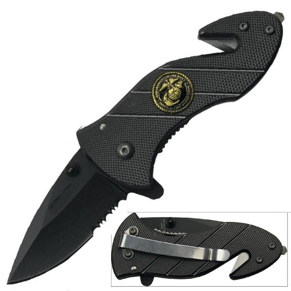 3.75" closed, Military Emergency Rescue Folder Spring Assist Knife