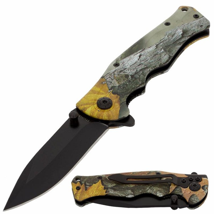 Spring Assisted Open Pocket Knife Outdoor Camo