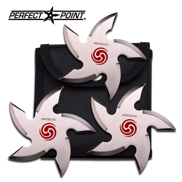Perfect Point 4" Curved Ninja Shuriken 3 PC Throwing Star Set