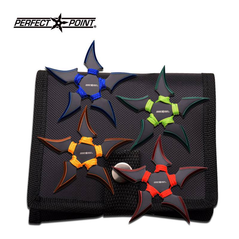 4MM Thick 4 Piece Throwing Star Set Multi-Color Paracord Set