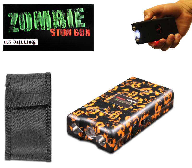 Zombie Self Defense Stun Gun 850K Volt Rechargeable LED Flashlight Orange