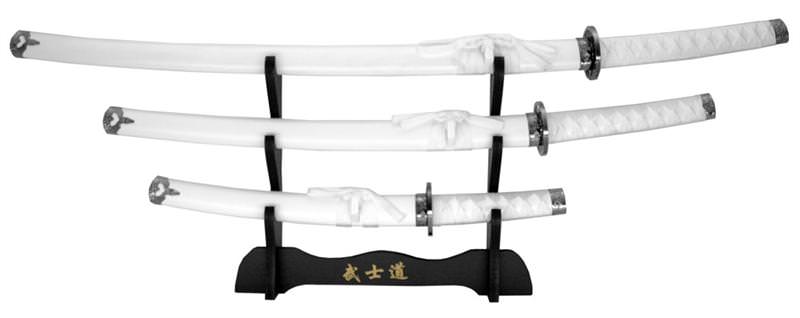 3-pc. Samurai Sword Set With Display Stand White
