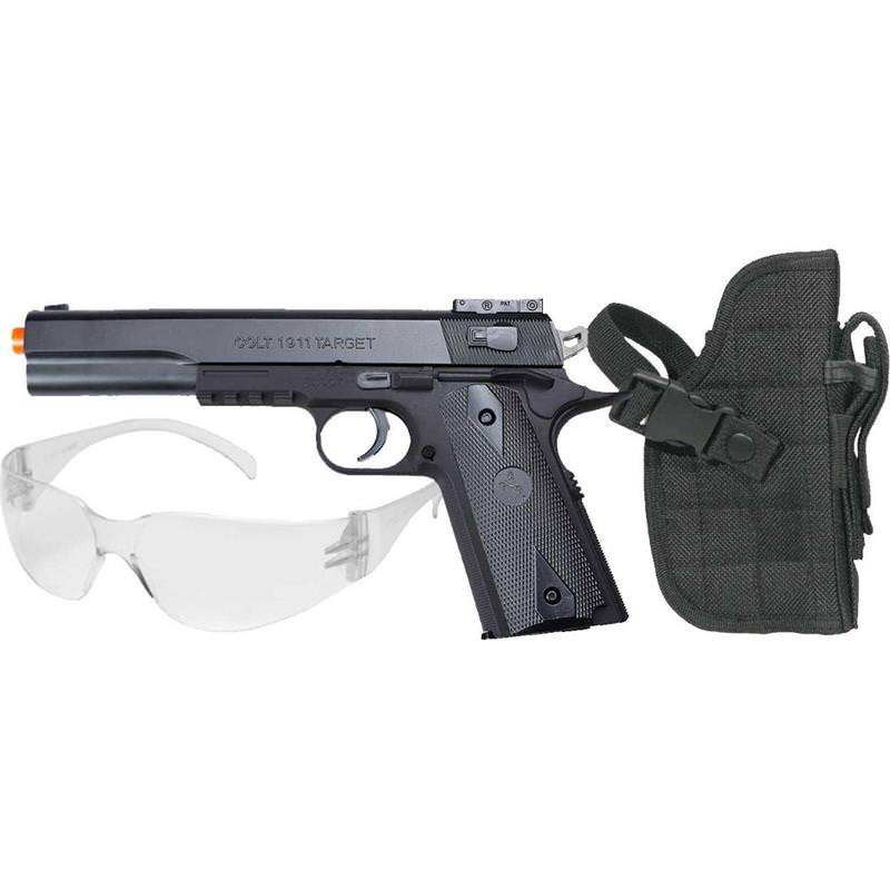 Colt 1911 Spring Airsoft Pistol Kit, Includes Holster and Safety Glasses