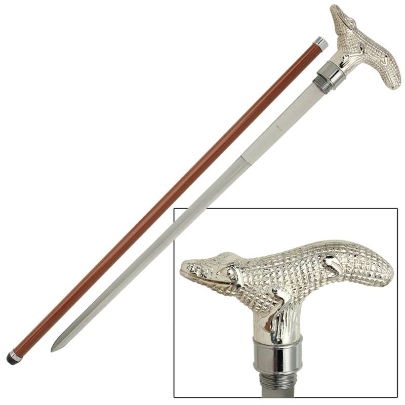 Exotic Albino Alligator Walking Cane Sword