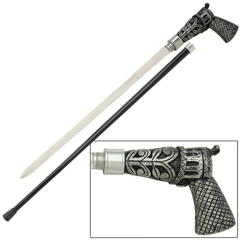 Old Time Six Shooter Walking Cane Sword