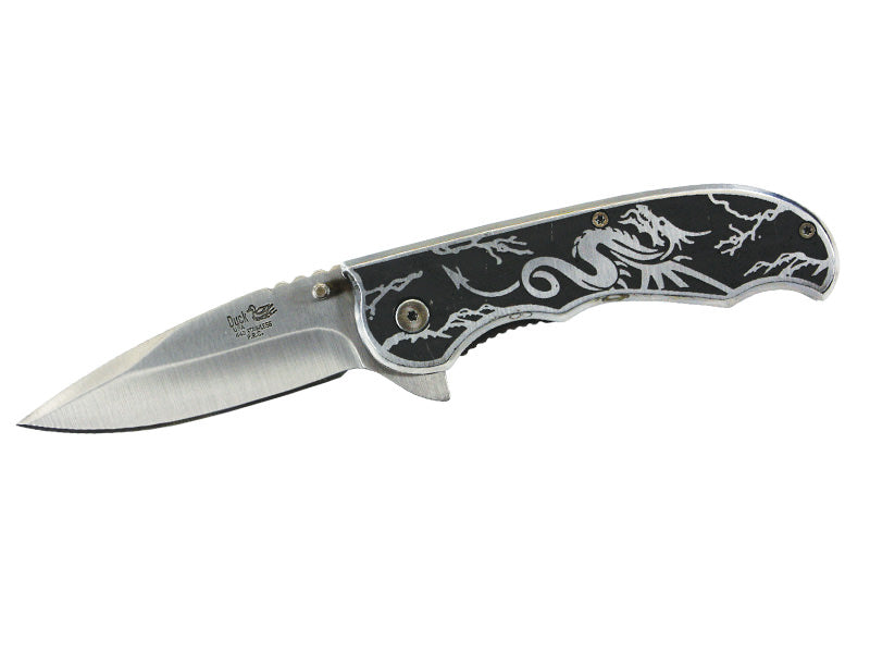 Dragon Design Printed Metal Handle Assisted Open Knife