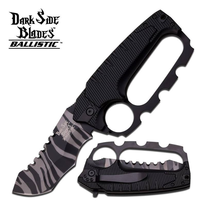 Dark Side Blades 5.25 Inches Black Knuckle Handle Spring Assisted Knife