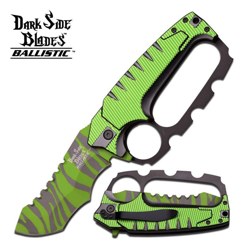 Dark Side Blades 5.25 Inches Green Kunkle Handle Spring Assisted Knife