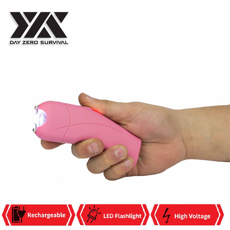 Pink DZS Rechargeable Self Defense Stun Gun With Holster