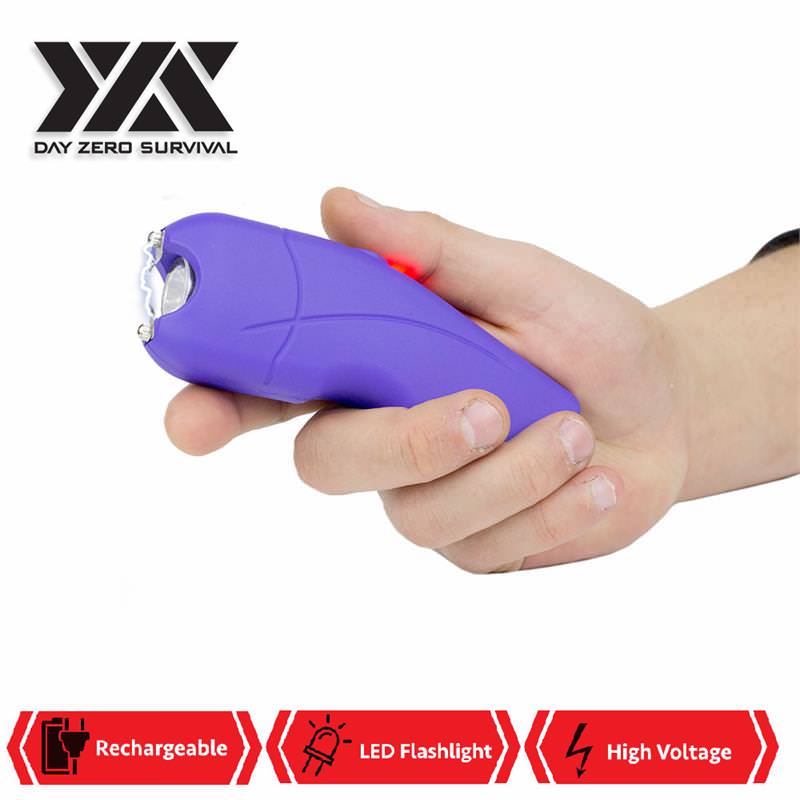 Purple DZS Rechargeable Self Defense Stun Gun With Holster