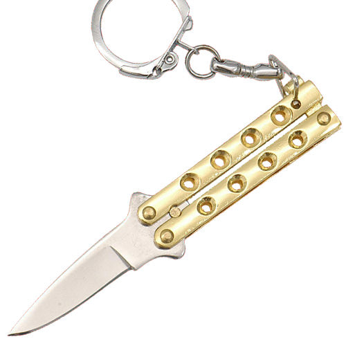 Mini Butterfly Keychain Knife - Golden