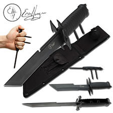 ERIC HASQUE Fixed Blade Knife With Kubotan and Throwing Spike Knife