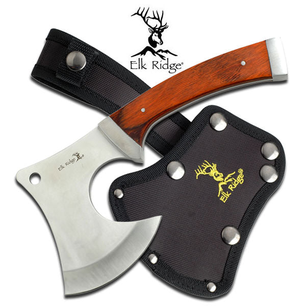 Elk Ridge Tactical Throwing Axe Brown Wood Handle With Sheath