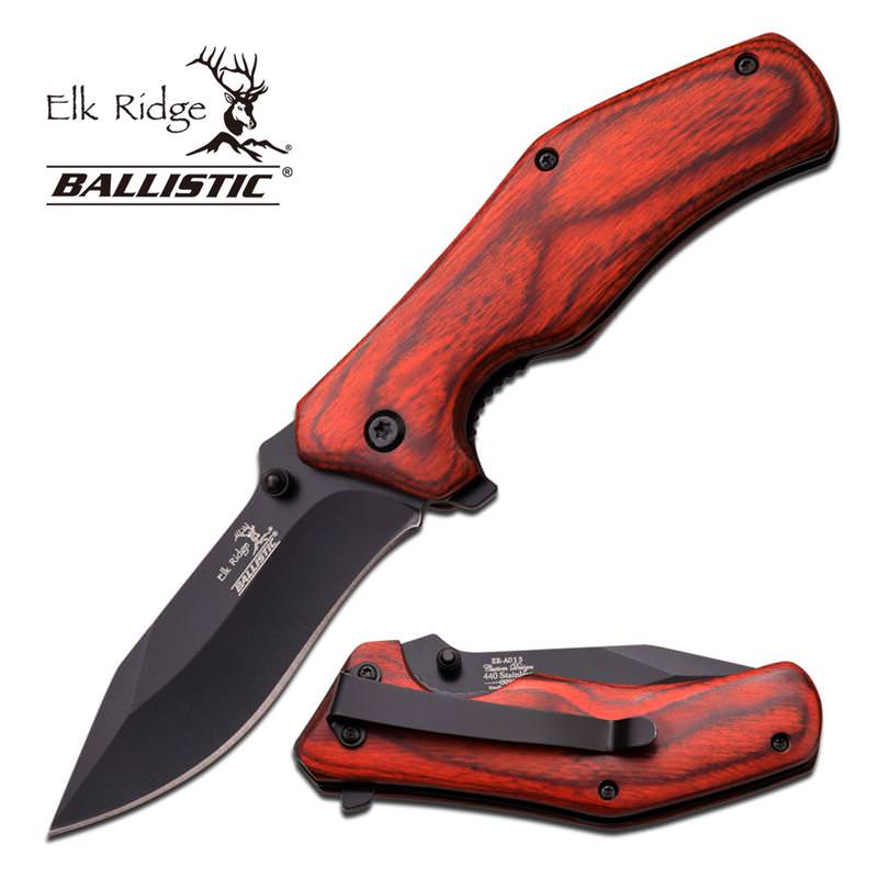 2.9 Inch Closed Pakka Wood Handle Spring Assist Knife