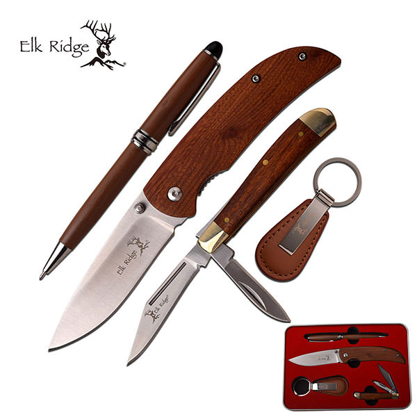 Elk Ridge Gift Set Folder, Trapper, Pen And Keyring