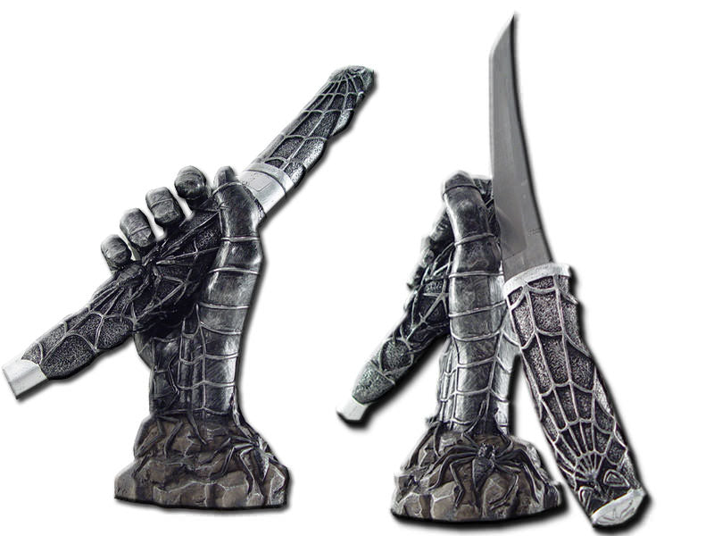 Spider Fury Venom Tanto Dagger Knife 12 Inches Overall With Stand Black