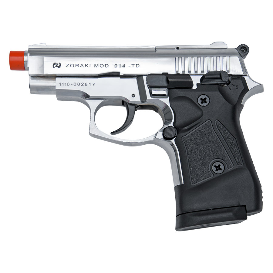 Zoraki Front Fire Chrome M914 Full Auto 9mm Blank Gun Machine Pistol