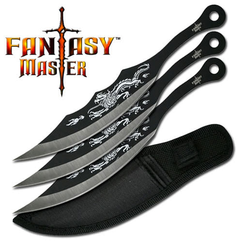 3 Piece Stainless Bullseye Dragon Throwing Knives Set