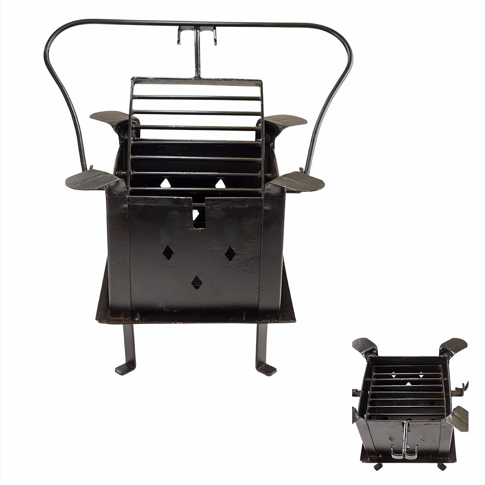 Iron Manual Black Hand Forged Barbecue Charcoal Grill