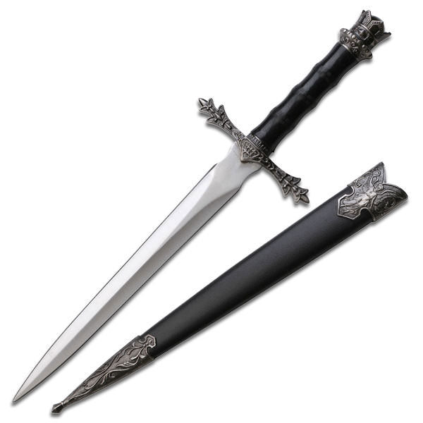 13.5" Black Medieval King Arthur Renaissance Display Dagger