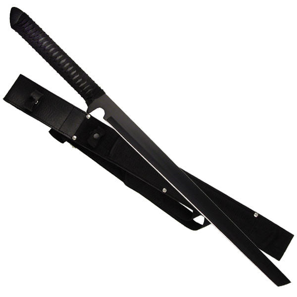 27.5" Overall Black Shinobi Ninja Tanto Battle Sword with Black Sheath