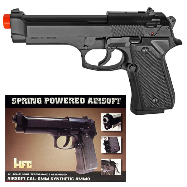 HFC M92F Heavyweight Airsoft Spring Pistol w/ SlideLock - BLACK