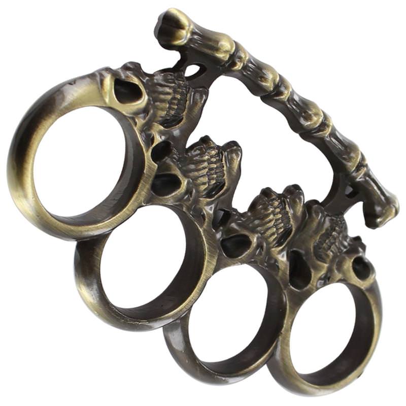 Head Trauma Knuckle Paperweight Antiqued Brass