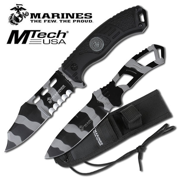 Urban Camo USMC Marines Grunt Fixed Blade Knife Thrower Set