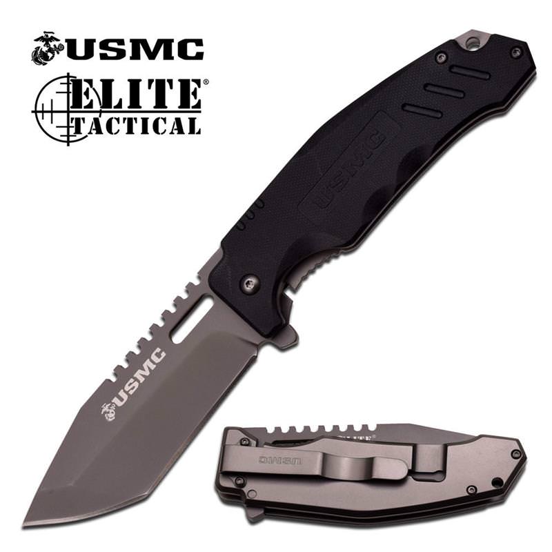 USMC "Dog Face" Marines Pocket Knife Coated 7CR13 Blade G10 Scale Handle